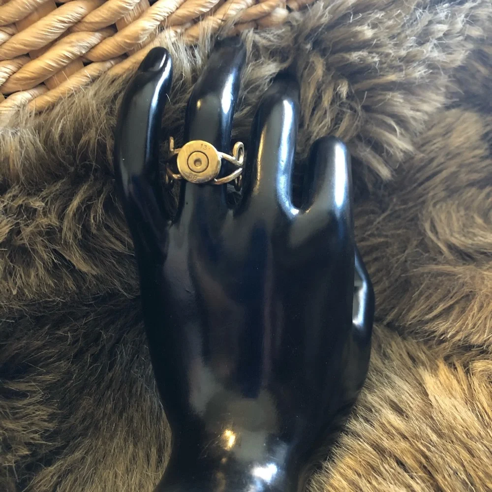 Vintage handmade hammered brass bullet primer ring